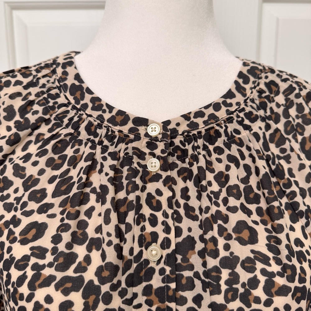 LOFT Leopard Print Collarless Button Down Blouse … - image 5